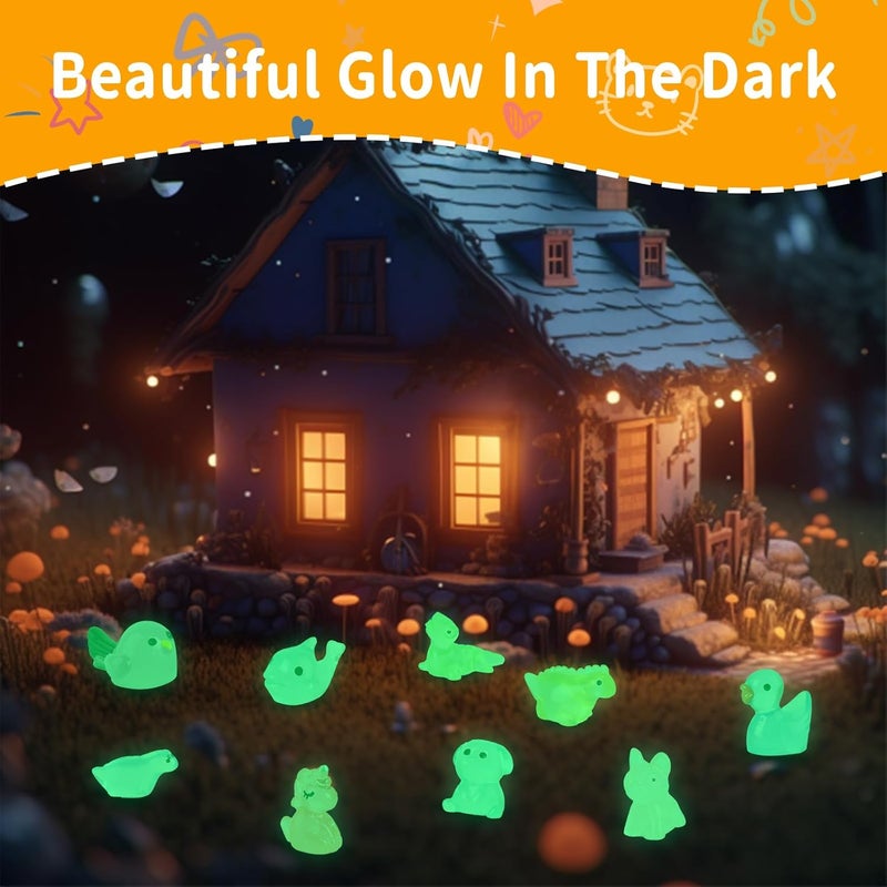 Junware 100 Pcs Tiny Resin Animals to Hide, Mini Luminous Resin Animals Bulk for Miniature Fairy Garden Accessories Micro Landscape Aquarium Cake Potted Plants Dollhouse Moss Patio Home Decor Crafts - Image 4